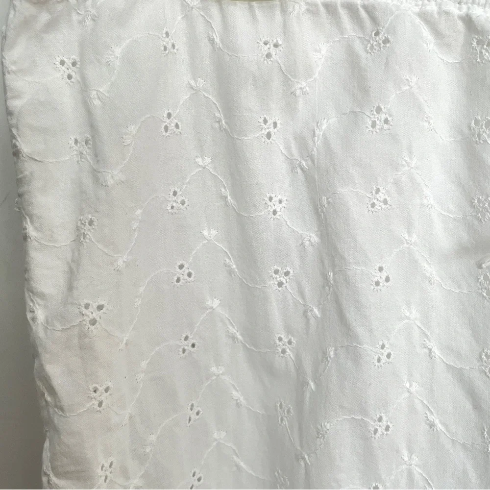 PJ Salvage Eyelet Cropped Pajama Pants Women’s Large White Cotton Lace Trim - Picture 5 of 11